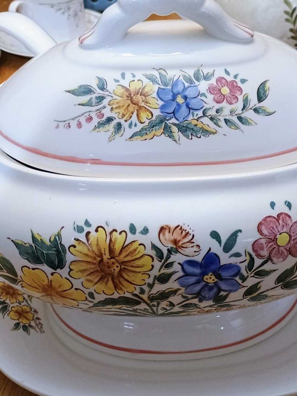 Vintage Soup Tureen with platter and ladle and lid